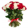 Розы белые и красные премиум