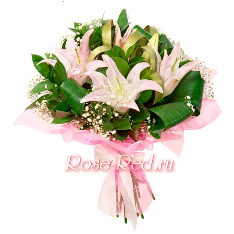 Принцесса. Букет лилий с зеленью